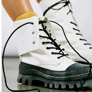 Free People Goldie Lug Sole Lace Up / White